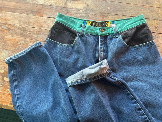 Color blocking denim