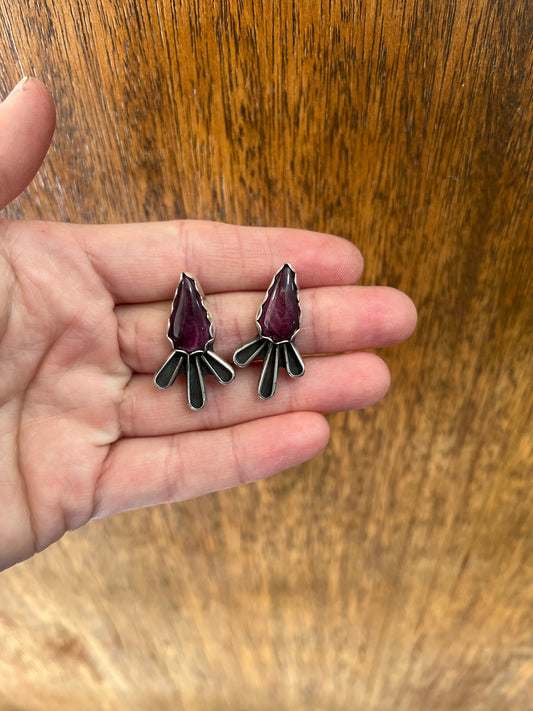 Purple Spiny Petal Studs